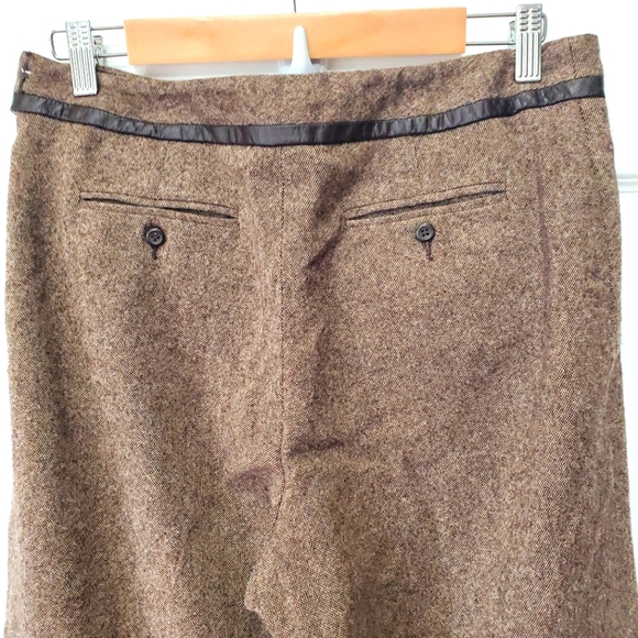 Pendleton Women’s Brown 100% Virgin Wool Pleated Pants 100% Leather Trim Size:10 - Picture 5 of 13